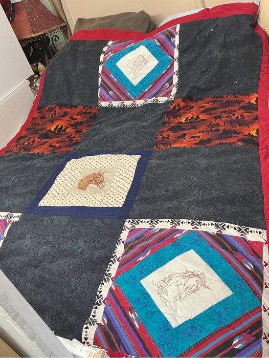 Other - Handmade Western Patchwork Quilt - Black and Red